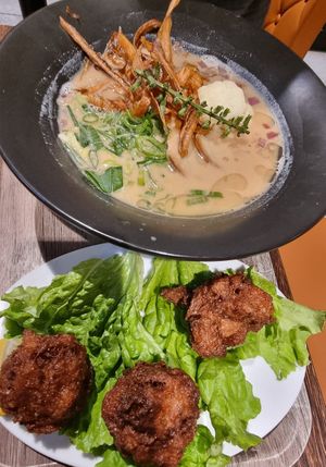 Another veg ramen with fried chicken at Plant Based Tokyo in Tokyo