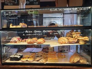 Sweet pantry full 2nd row vegan with the flapjacks vegan and bottom chocolate cream cake at Little Green Refills in Abergavenny