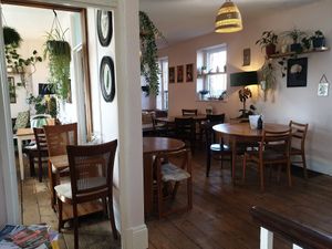 Upstairs seating at Little Green Refills in Abergavenny