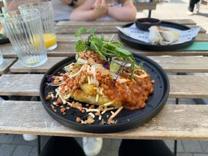 vegan loaded hash at Little Green Refills in Abergavenny