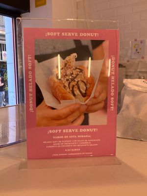 Oatly soft serve donut at Delish Vegan Doughnuts - Malasaña in Madrid