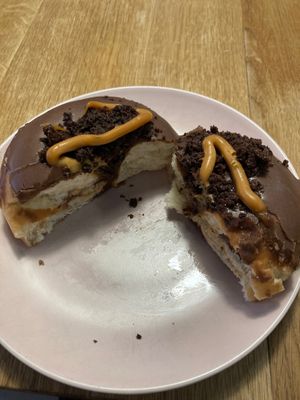 Donut filling (not great) at Delish Vegan Doughnuts - Malasaña in Madrid