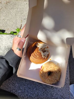 Vegan cronut + peanut butter jelly donut  at Delish Vegan Doughnuts - Malasaña in Madrid