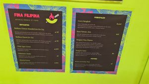 Menu at FinaFilipina in Madrid