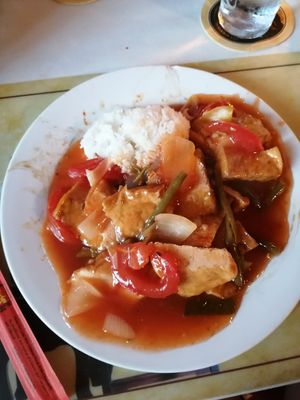 Reis 🍚 mit Tofu, Gemüse in Soße at  China Restaurant Atlantik in Zinnowitz