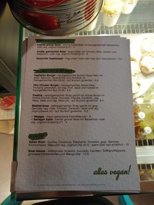 Menu 2 at Vegitalian in Salzburg