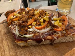 BBQ chicken pizza   at Vegitalian in Salzburg