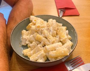 pasta carbonara  at Vegitalian in Salzburg