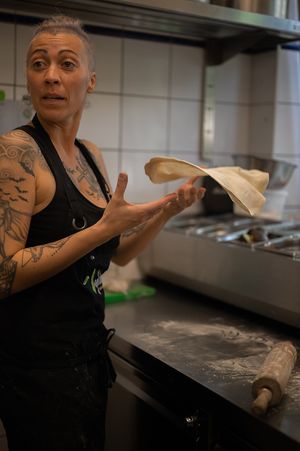 Making our Buns and Wraps (daily fresh handmade) at Vegitalian in Salzburg