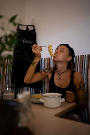 Enjoing our breaks 😄 at Vegitalian in Salzburg