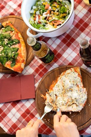 Our Pizza al trancio  at Vegitalian in Salzburg