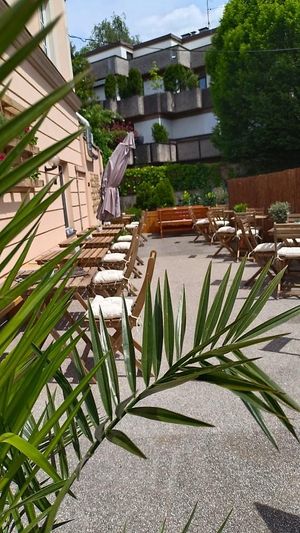 Outdoor dining  at Vegitalian in Salzburg