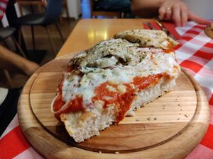 Greek 'pizza' at Vegitalian in Salzburg