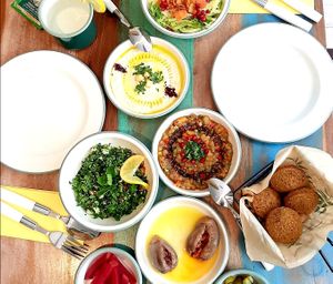 Delicious vegan Arabic lunch  at Hummus Falafel En Meer in Breda