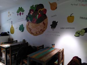 Interior, small sitting area at Hummus Falafel En Meer in Breda