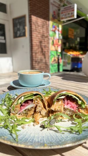 Vegan chicken wrap   at Tinobu in Valencia