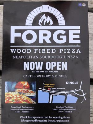 Menu front at Forge Wood Fired Pizza in Castlegregory