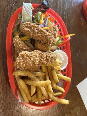 Vegan chicken and chips basket   at Sea Shanty  in Holyhead