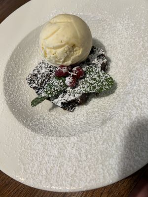 Vegan Christmas pudding with vegan ice cream   at Sea Shanty  in Holyhead