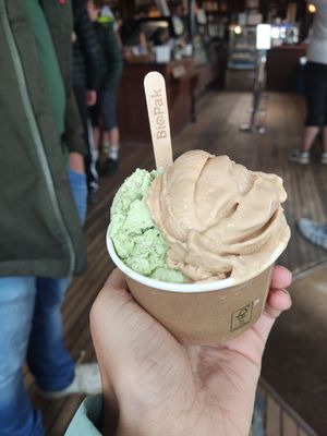 Mint ice-cream and salted caramel at Sea Shanty  in Holyhead