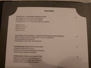 vegan menu at Balbi in Rovinj