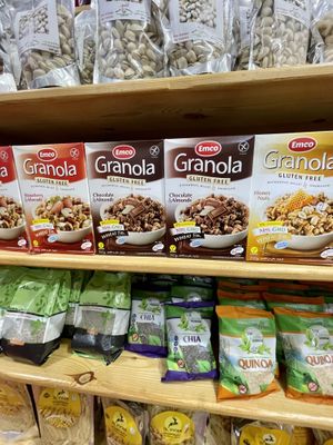 Vegan labelled granola (but the yellow one has honey)  at Back to Nature in Dahab