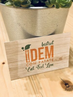 Business card at Idem Con Patate in Turin