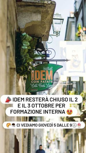 📣IDEM WILL BE CLOSED on the 2nd and 3rd October 2023 due to Internal Training
See you regularly on the 5th October starting from 9 am  at Idem Con Patate in Turin