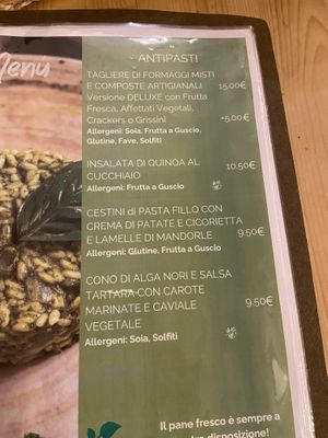 Menù antipasti  at Idem Con Patate in Turin