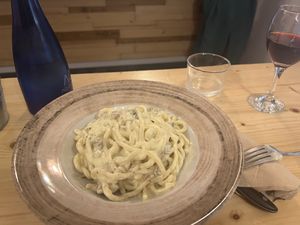 vegan carbonaraa  at Idem Con Patate in Turin