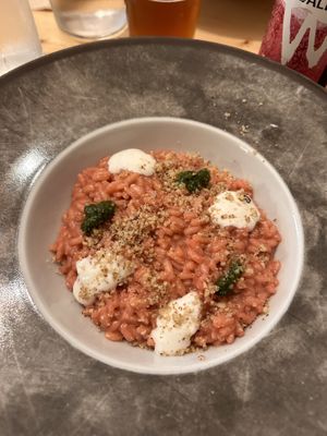 Risotto barbabietola e zola  at Idem Con Patate in Turin