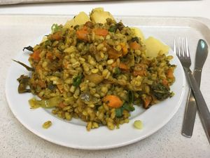 Kartoffeln mit Graupengericht at Veggie No.1 Mensa FU in Berlin