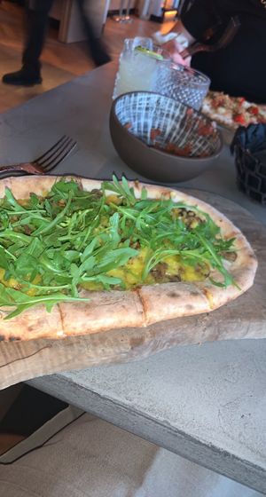 flatbreaf with truffle mushroom at Madera in London