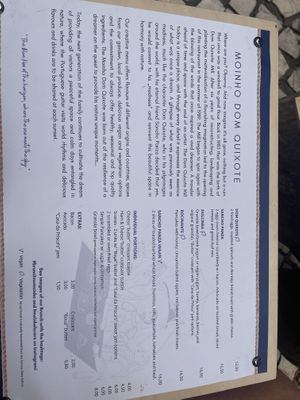Menu   at Moinho Dom Quixote in Colares