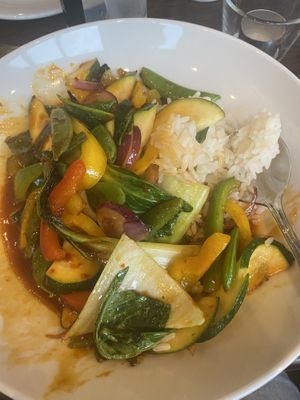 Vegan stir fry  at Old Stone House in Roscommon