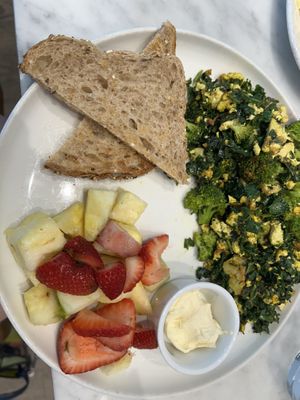 Tofu scramble with fruit  at Spring Cafe Aspen in New York City