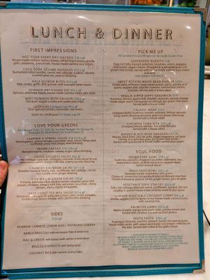 Menu page at Spring Cafe Aspen at Spring Cafe Aspen in New York City