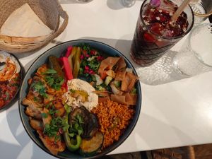 Vegan shawarma and jallab at Baladi in Brussels