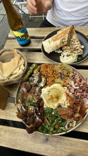 Sharma, and platter   at Baladi in Brussels