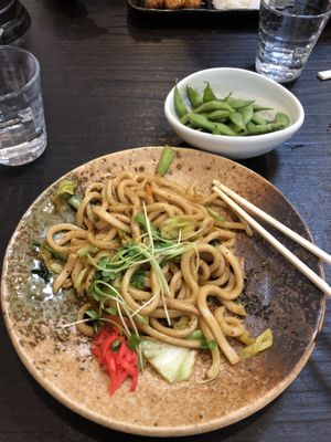 Yaki Udon and Edamame at Hippari Dako in Nikko