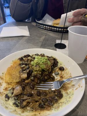 Miami Brunch Bowl made vegan… after I dug in, couldn’t wait it was SO tasty ;) at Cousins Cuban Cafe in Black Mountain