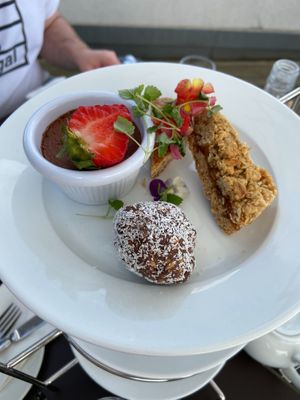 Vegan afternoon tea desserts  at Ashmolean Rooftop Restaurant in Oxford