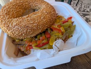 Chicken bagel at Hulis Donuts in Cape Town