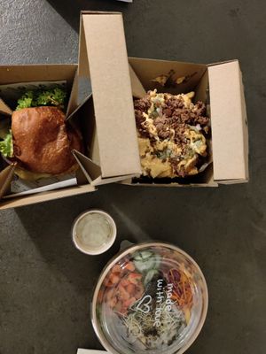 Burger, fries and bowl at Eden Jaxx - Købmagergade in Copenhagen