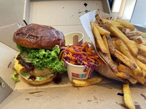 Garden Burger with fries  at Eden Jaxx - Købmagergade in Copenhagen