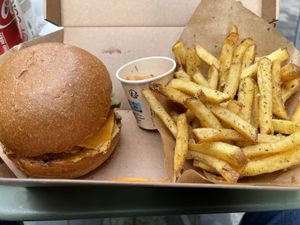 Burger and fries   at Eden Jaxx - Købmagergade in Copenhagen