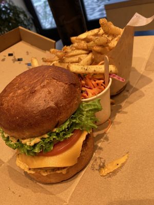 Classic burger with Beyond Meat patty  at Eden Jaxx - Købmagergade in Copenhagen
