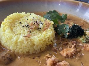 Spicy red curry is yum!  at Monk's Deli in Seoul