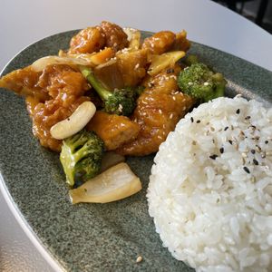 Orange chicken. Very good!  at Monk's Deli in Seoul