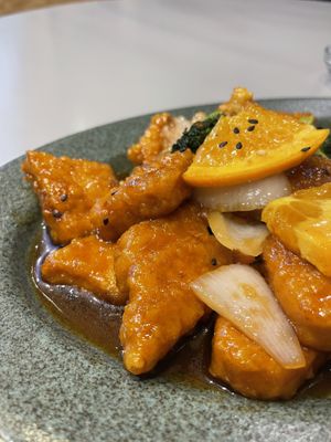 Orange chicken tofu   at Monk's Deli in Seoul